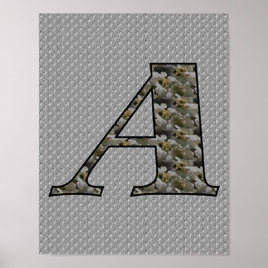 Monogram Initiaal A Hortensia Bloemen Poster (Voorkant)