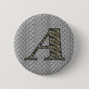 Monogram Initiaal A Hortensia Bloemen Ronde Button 5,7 Cm