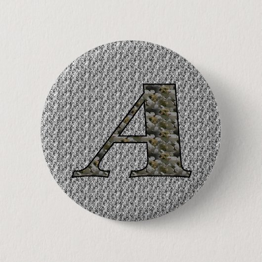 Monogram Initiaal A Hortensia Bloemen Ronde Button 5,7 Cm (Voorkant)