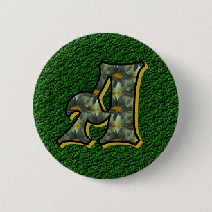 Monogram Initiaal A Madeliefjes Bloem Kunst Ronde Button 5,7 Cm