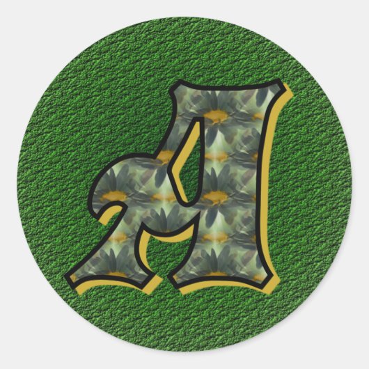Monogram Initiaal A Madeliefjes Bloem Kunst Ronde Sticker (Voorkant)
