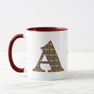 Monogram Initiaal A Vintage Bloemstuk Persoonlijk Mok