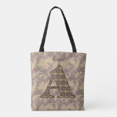 Monogram Initiaal A Vintage Bloemstuk Persoonlijk Tote Bag (Achterkant)