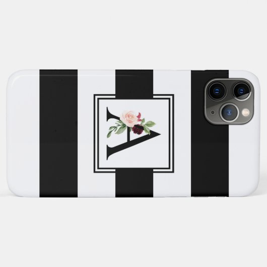 Monogram Initiaal A zwarte en witte roebel Stripes Case-Mate iPhone Case (Achterkant (horizontaal))
