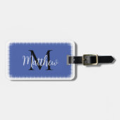 Monogram Initiaal Aangepaste naam Blauw Bagagelabe Bagagelabel (Voorkant horizontaal)