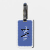 Monogram Initiaal Aangepaste naam Blauw Bagagelabe Bagagelabel (Achterkant verticaal)