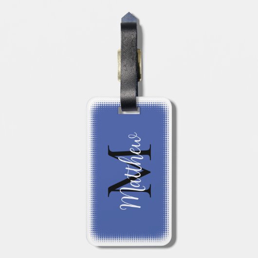 Monogram Initiaal Aangepaste naam Blauw Bagagelabe Bagagelabel (Achterkant verticaal)