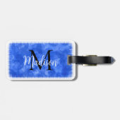 Monogram Initiaal Aangepaste naam Blauwe Waterverf Bagagelabel (Achterkant horizontaal)