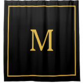 Monogram Initiaal Aangepaste naam Gold Black Elega Douchegordijn (Voorkant)