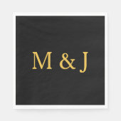 Monogram Initiaal Aangepaste naam Gold Black Moder Servet (Voorkant)