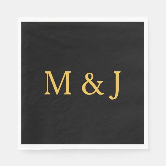 Monogram Initiaal Aangepaste naam Gold Black Moder Servet (Voorkant)