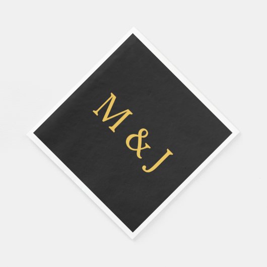 Monogram Initiaal Aangepaste naam Gold Black Moder Servet (Hoek)