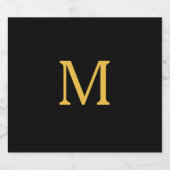 Monogram Initiaal Aangepaste naam Gold Black Trend Sparkling Wijnetiket (Enkel label)