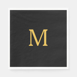 Monogram Initiaal Aangepaste Naam Goud Zwart Elega Servet
