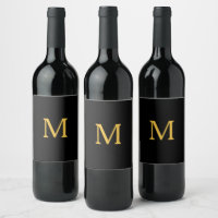 Monogram Initiaal Aangepaste Naam Goud Zwart Elega