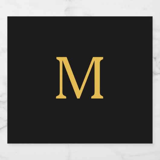 Monogram Initiaal Aangepaste Naam Goud Zwart Trend Bier Etiket (Enkel label)
