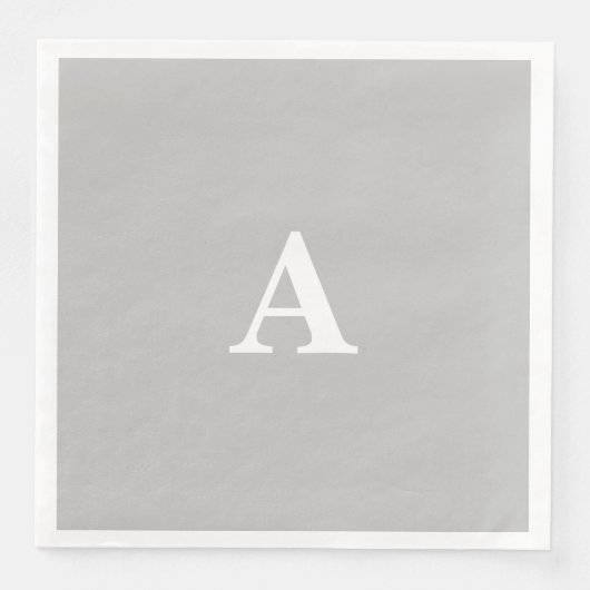 Monogram Initiaal Aangepaste naam Gray Grey White  Servet (Voorkant)