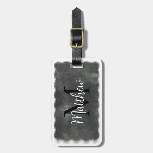 Monogram Initiaal Aangepaste naam Grijs Waterverf Bagagelabel (Voorkant verticaal)