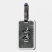 Monogram Initiaal Aangepaste naam Grijs Waterverf Bagagelabel (Achterkant verticaal)