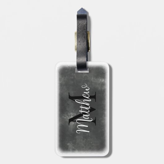 Monogram Initiaal Aangepaste naam Grijs Waterverf Bagagelabel (Achterkant verticaal)