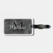 Monogram Initiaal Aangepaste naam Grijs Waterverf Bagagelabel (Achterkant horizontaal)