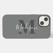 Monogram Initiaal Aangepaste Naam Grijs Wit Cadeau iPhone Hoesje (Achterkant horizontaal)