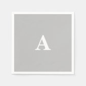 Monogram Initiaal Aangepaste Naam Grijs Wit Cool Servet (Voorkant)