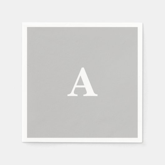 Monogram Initiaal Aangepaste Naam Grijs Wit Cool Servet (Voorkant)