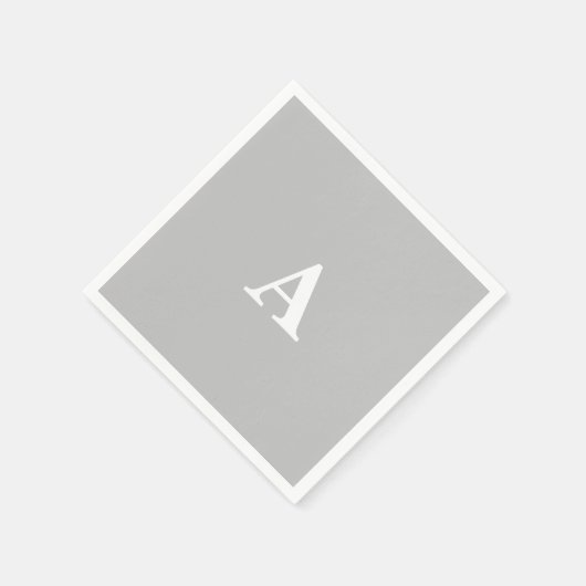 Monogram Initiaal Aangepaste Naam Grijs Wit Cool Servet (Hoek)