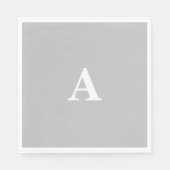 Monogram Initiaal Aangepaste Naam Grijs Wit Cute Servet (Voorkant)