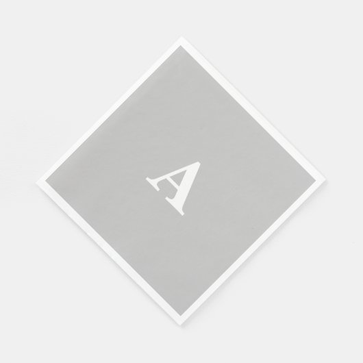 Monogram Initiaal Aangepaste Naam Grijs Wit Cute Servet (Hoek)