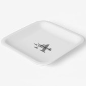 Monogram Initiaal Aangepaste naam Grijs Wit Elegan Papieren Bordje (Gebogen)