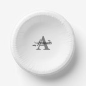 Monogram Initiaal Aangepaste naam Grijs Wit Elegan Papieren Kommen (Voorkant)