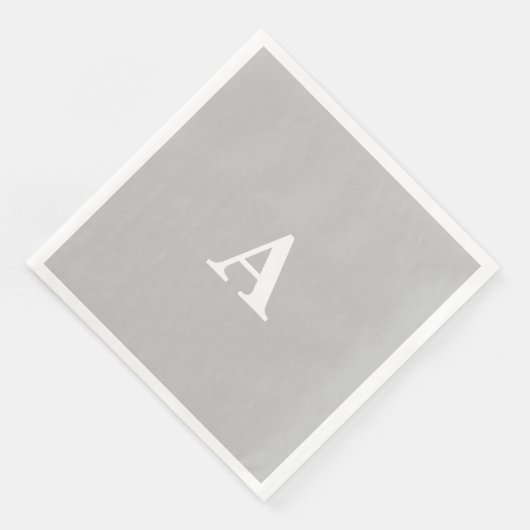 Monogram Initiaal Aangepaste Naam Grijs Wit Feest Servet (Hoek)