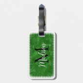 Monogram Initiaal Aangepaste naam Groene Waterverf Bagagelabel (Achterkant verticaal)