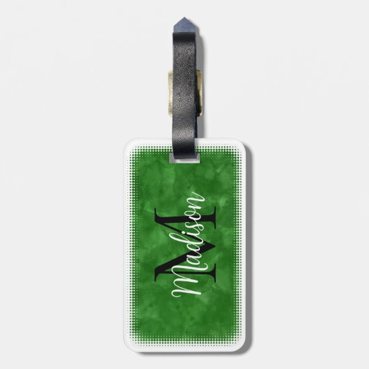 Monogram Initiaal Aangepaste naam Groene Waterverf Bagagelabel (Achterkant verticaal)