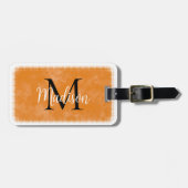Monogram Initiaal Aangepaste naam Oranje Waterverf Bagagelabel (Voorkant horizontaal)
