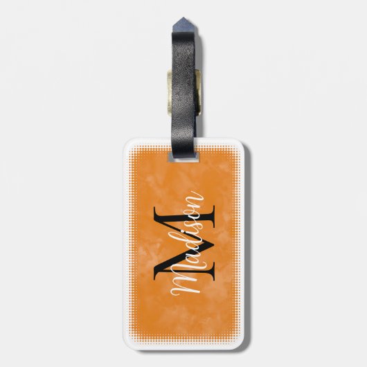 Monogram Initiaal Aangepaste naam Oranje Waterverf Bagagelabel (Achterkant verticaal)
