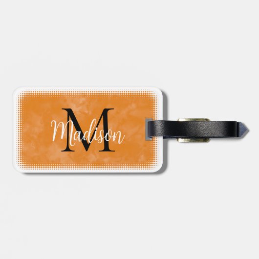 Monogram Initiaal Aangepaste naam Oranje Waterverf Bagagelabel (Achterkant horizontaal)