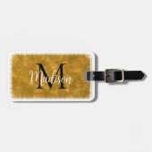 Monogram Initiaal Aangepaste naam Oranje Waterverf Bagagelabel (Voorkant horizontaal)