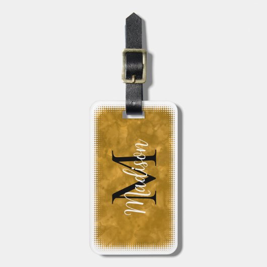 Monogram Initiaal Aangepaste naam Oranje Waterverf Bagagelabel (Voorkant verticaal)