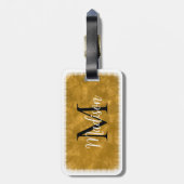 Monogram Initiaal Aangepaste naam Oranje Waterverf Bagagelabel (Achterkant verticaal)