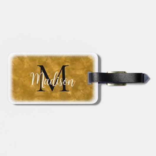 Monogram Initiaal Aangepaste naam Oranje Waterverf Bagagelabel (Achterkant horizontaal)