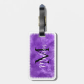 Monogram Initiaal Aangepaste naam Paarse Waterverf Bagagelabel (Achterkant verticaal)