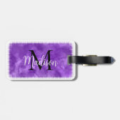 Monogram Initiaal Aangepaste naam Paarse Waterverf Bagagelabel (Achterkant horizontaal)