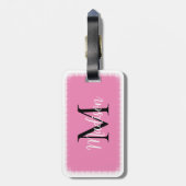 Monogram Initiaal Aangepaste naam Roze Bagagelabel (Achterkant verticaal)