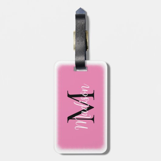 Monogram Initiaal Aangepaste naam Roze Bagagelabel (Achterkant verticaal)