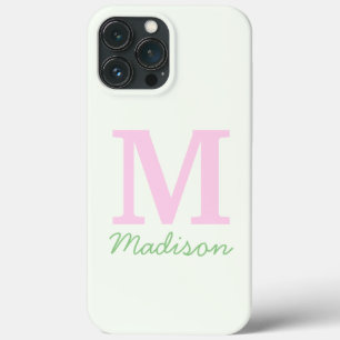 Monogram Initiaal Aangepaste naam Roze Groen Case-Mate iPhone Case