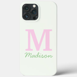 Monogram Initiaal Aangepaste naam Roze Groen Case-Mate iPhone Case