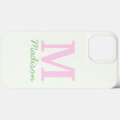 Monogram Initiaal Aangepaste naam Roze Groen Case-Mate iPhone Case (Achterkant (horizontaal))